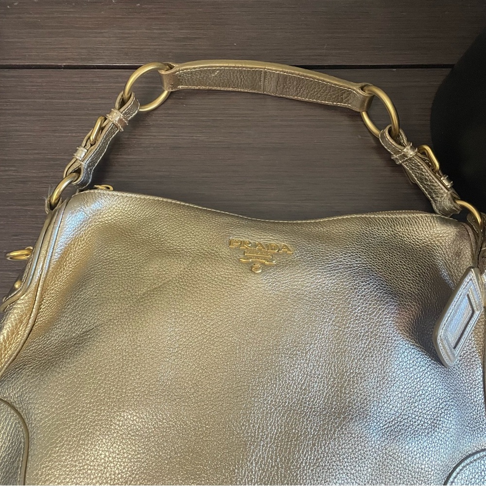 💯 Authentic Gold deerskin Prada hobo bag with Gold hardware - Picture 8 of 10